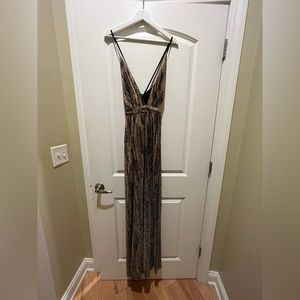 Fashion Nova Maxi Dress Sparkles LOVELY DRESS! Copper Brown black BNWT